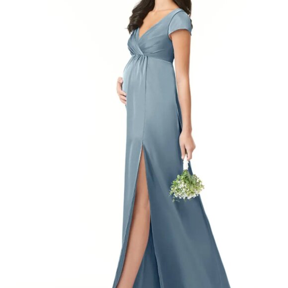 Azazie Blue Maternity Dress Size 4 - Picture 3 of 4